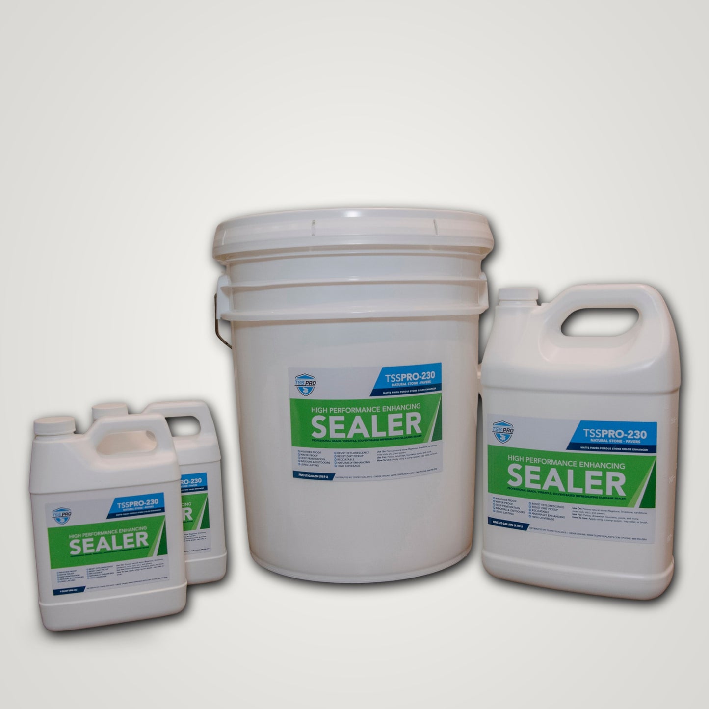 TSSPRO 230 High Performance Enhancing Sealer — full product line group shot, alternate background