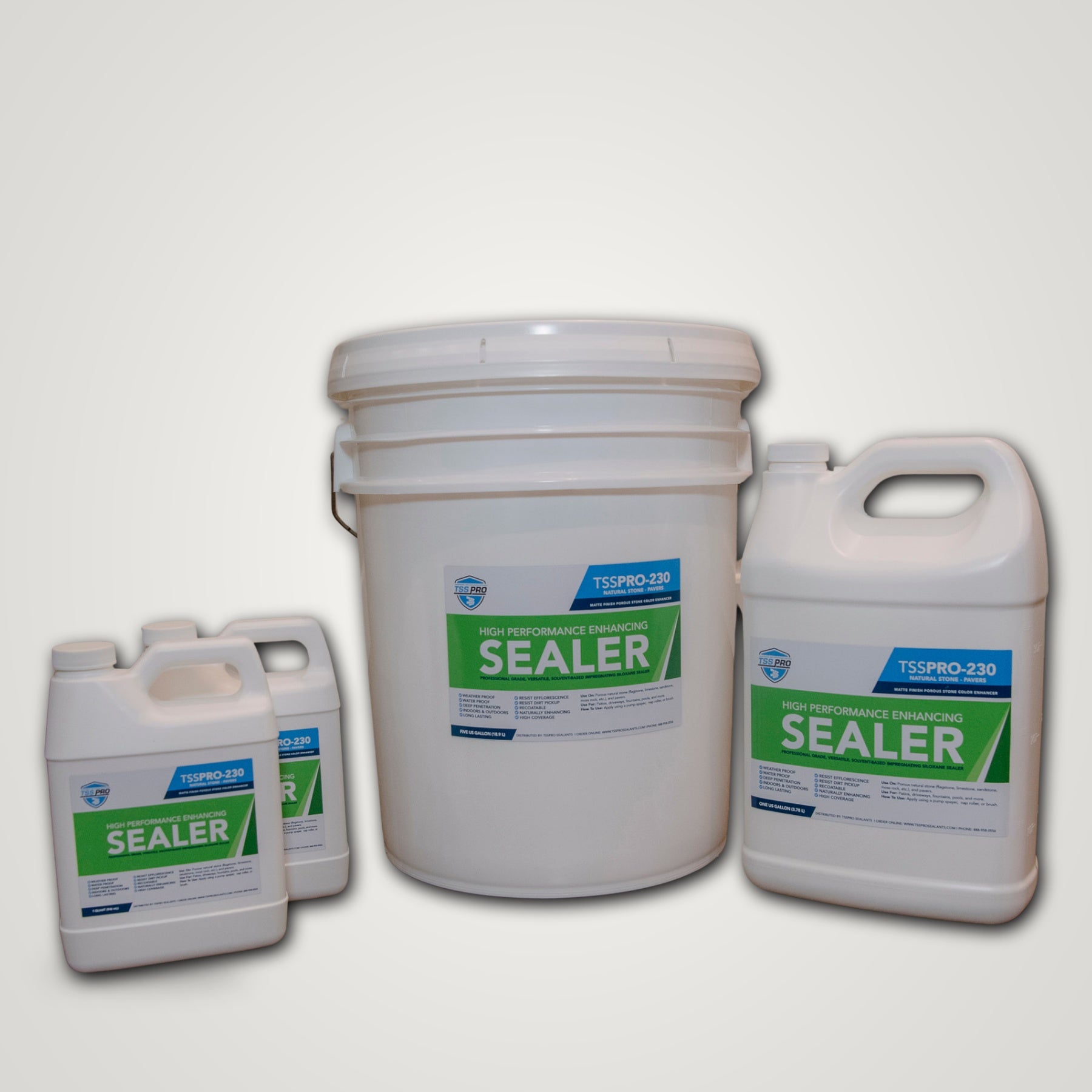 TSSPRO 230 High Performance Enhancing Sealer — full product line group shot, alternate background