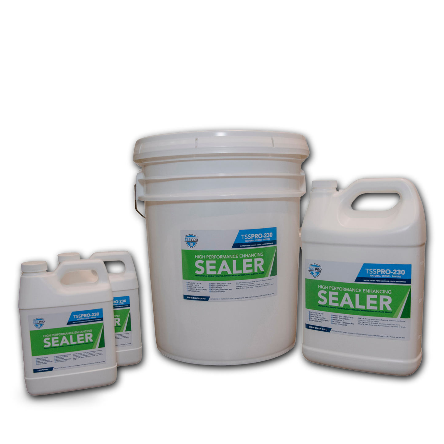 TSSPRO 230 High Performance Enhancing Sealer — full product line group shot, white background