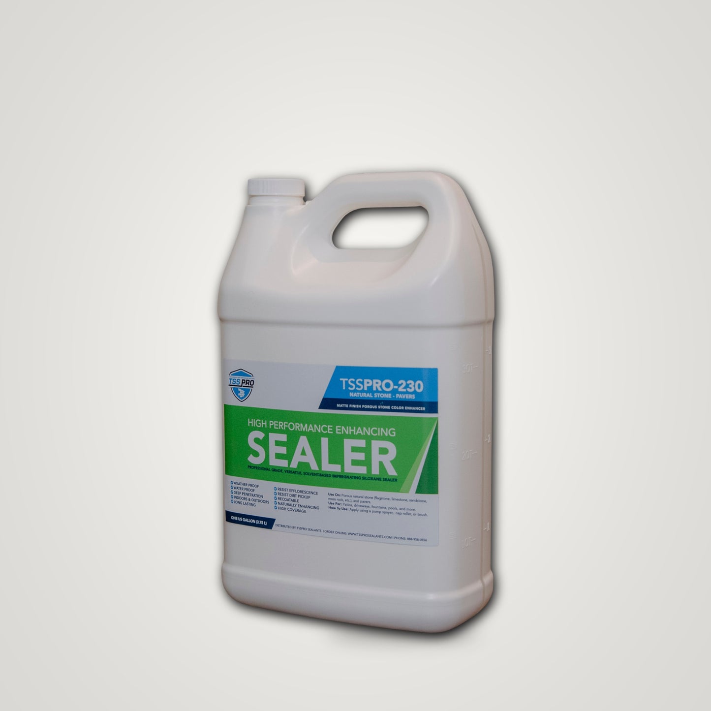 TSSPRO 230 High Performance Enhancing Sealer — 1 gallon jug, gray background, alternate view