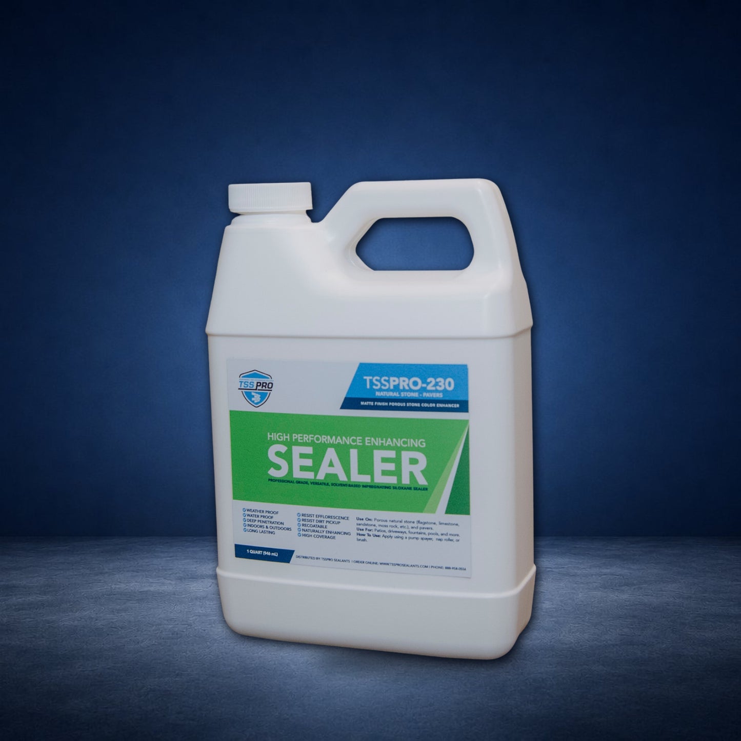 TSSPRO 230 High Performance Enhancing Sealer — 1 quart jug, blue background, second alternate view