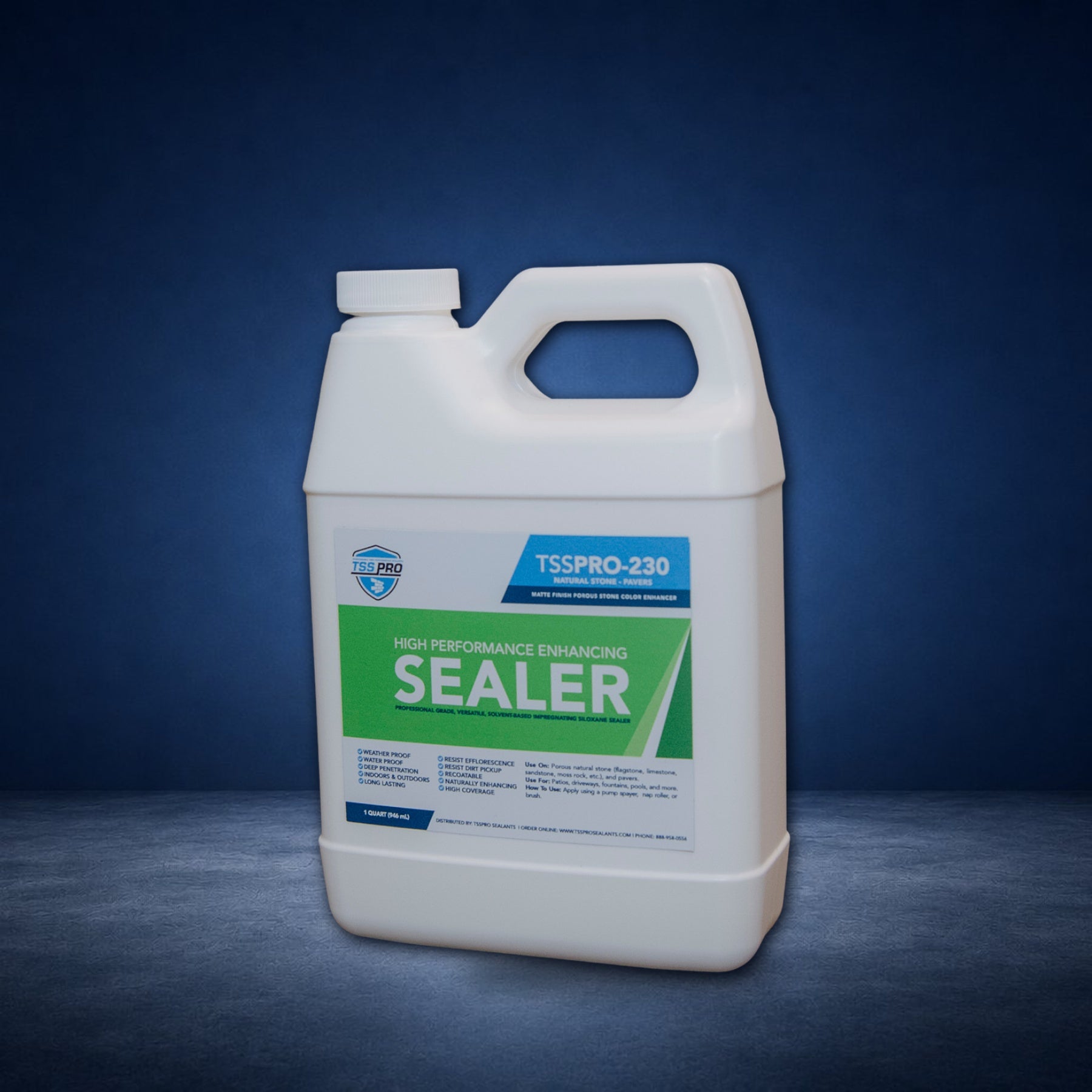 TSSPRO 230 High Performance Enhancing Sealer — 1 quart jug, blue background, second alternate view