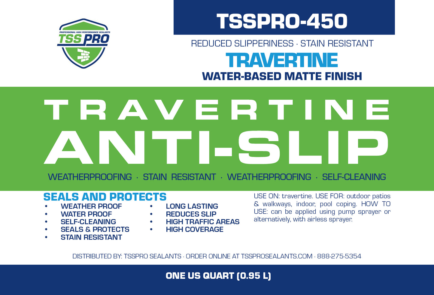 TSSPRO 450 - Travertine Anti-Slip New & Improved Stronger Slip Resistance; Now with Stain Resistance