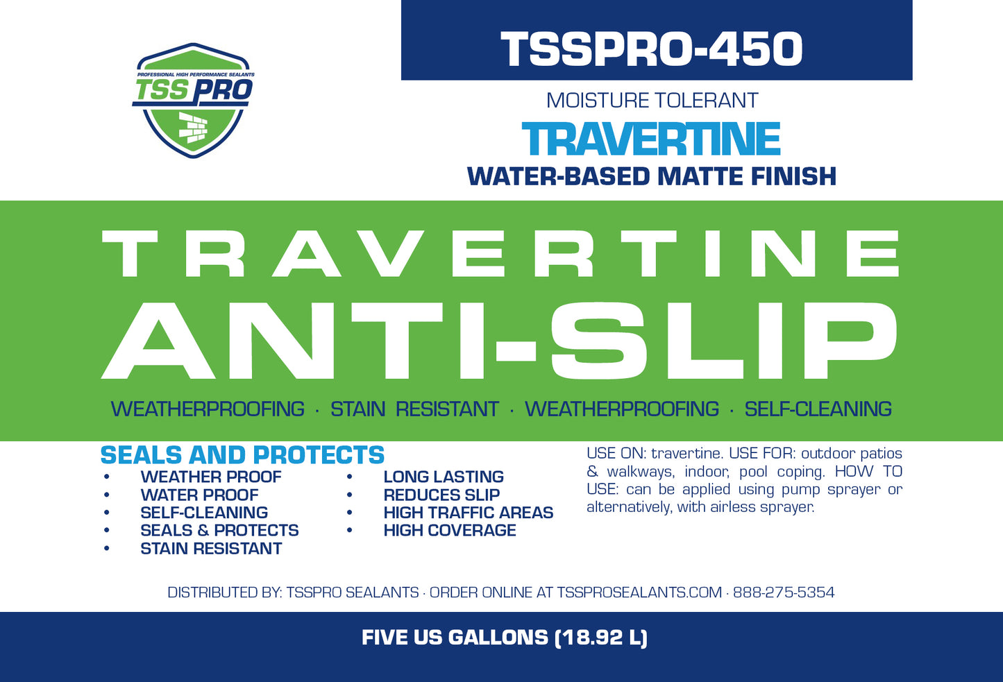 TSSPRO 450 - Travertine Anti-Slip New & Improved Stronger Slip Resistance; Now with Stain Resistance