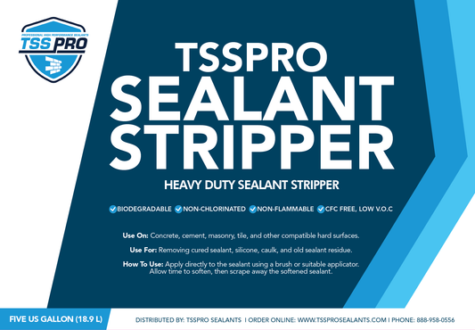 TSSPRO Sealant Stripper application guidelines, precautions, first aid, directions, dwell time, coverage, and disposal information